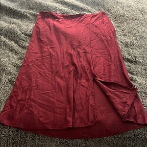 Time and Tru Red Midi A-Line Skirt Asymmetrical